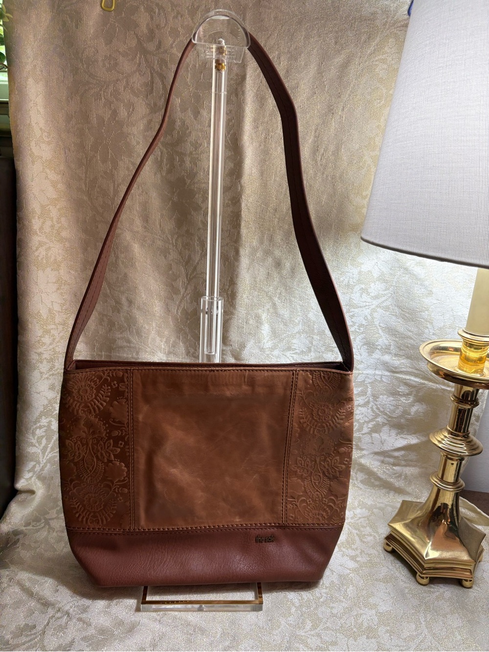The Sak De Young Distressed and Embossed Leather Shoulder Bag